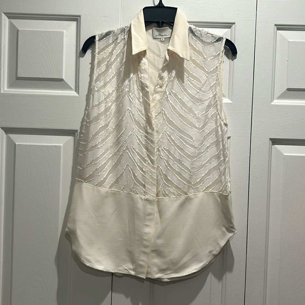 3.1 Phillip Lim Off White Silk Top, Size 0